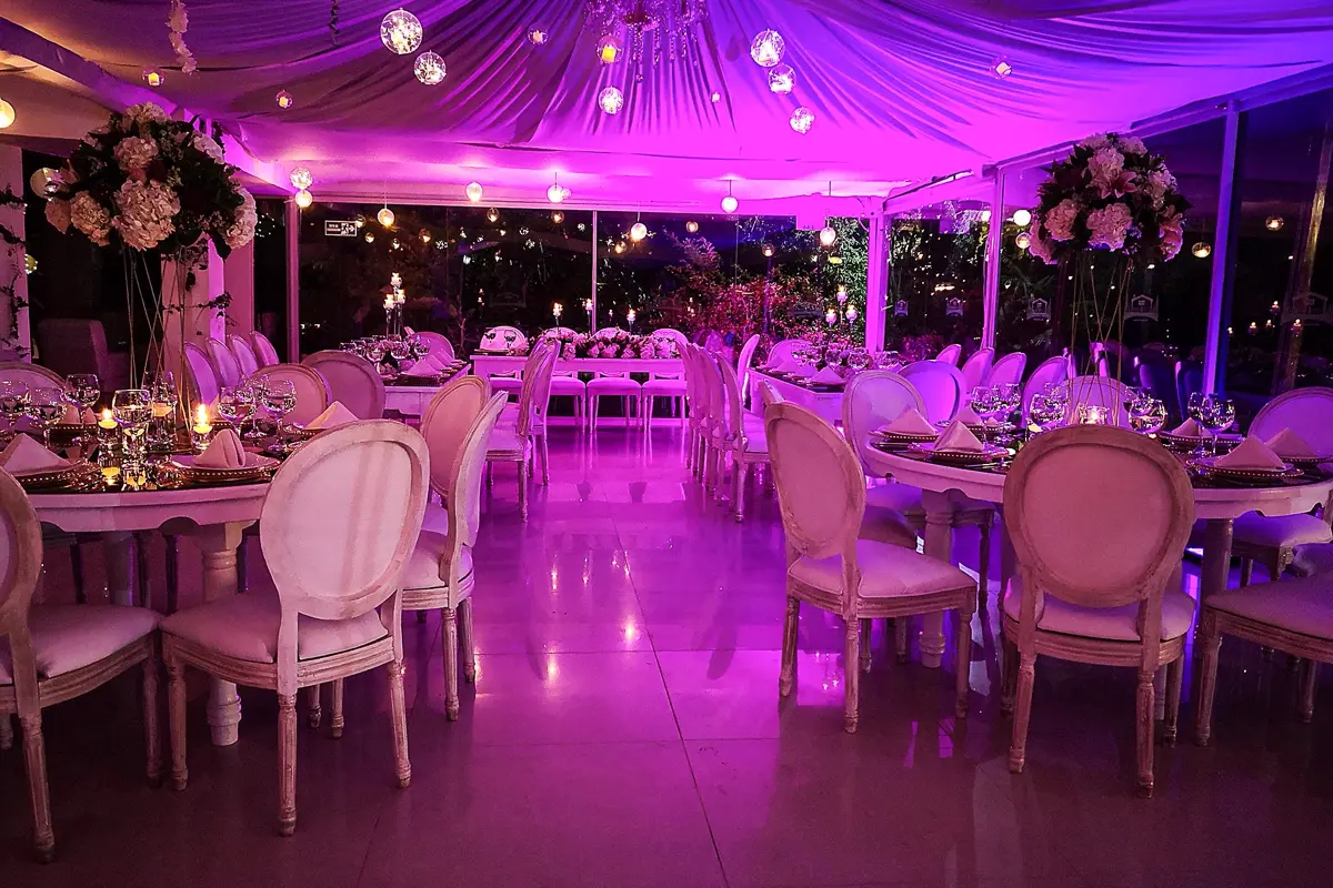 Salón iluminación violeta